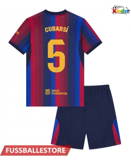 Günstige Barcelona Pau Cubarsi #5 Heimtrikotsatz Kinder 2026-27 Kurzarm (+ Kurze Hosen)
